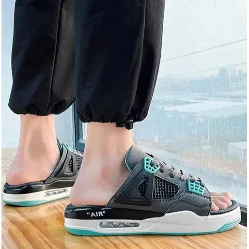 Slip Kickz Sandals New Adults Slip Kickz Sneaker Sliders Grey and Green for Men and Women