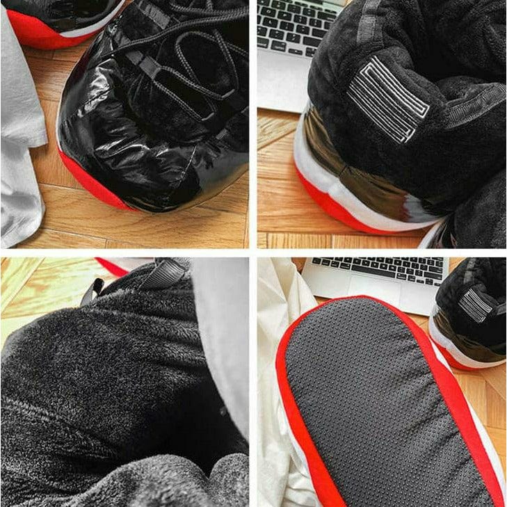 Slip Kickz  Slippers One Size Fits All (UK 3 - 10.5) / Black & White Black Inspired  Novelty Sneaker Slippers