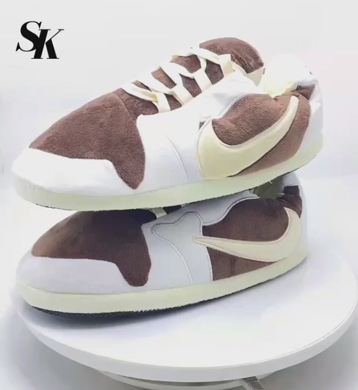 White and Brown Travis Scott Lows Novelty Slippers