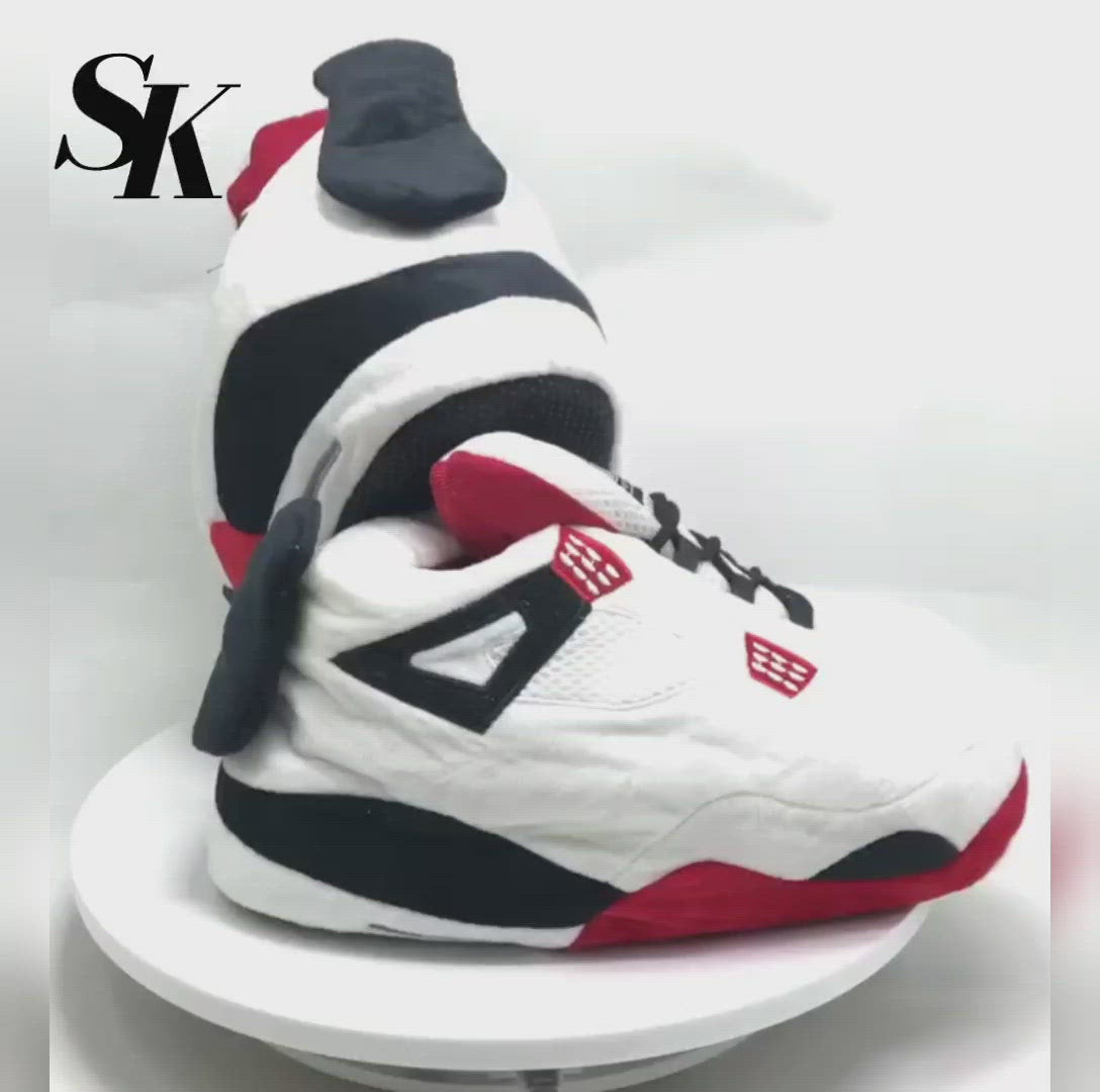 White Retro Inspired Novelty Sneaker Slippers
